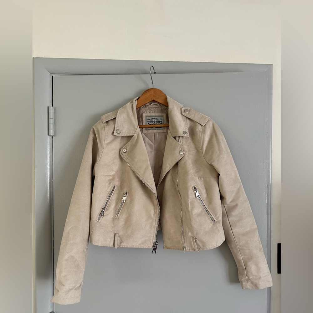 Levi’s faux suede Moto jacket in sand beige size medium - Picture 8 of 8